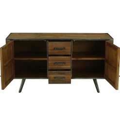 Meuble bas 3 tiroirs, 2 portes en bois Naturel foncé