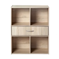 Meuble de rangement à 4 cases avec 1 tiroir Beige