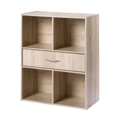 Meuble de rangement à 4 cases avec 1 tiroir Beige
