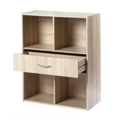 Meuble de rangement à 4 cases avec 1 tiroir Beige