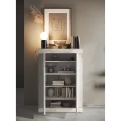 Meuble de rangement 2 portes multifonctionnel Blanc