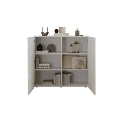 Meuble de rangement 2 portes RIO blanc laqué brillant