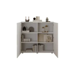 Meuble de rangement 2 portes RIO blanc laqué brillant