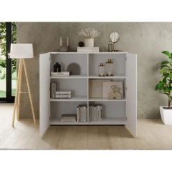 Meuble de rangement 2 portes RIO blanc laqué brillant