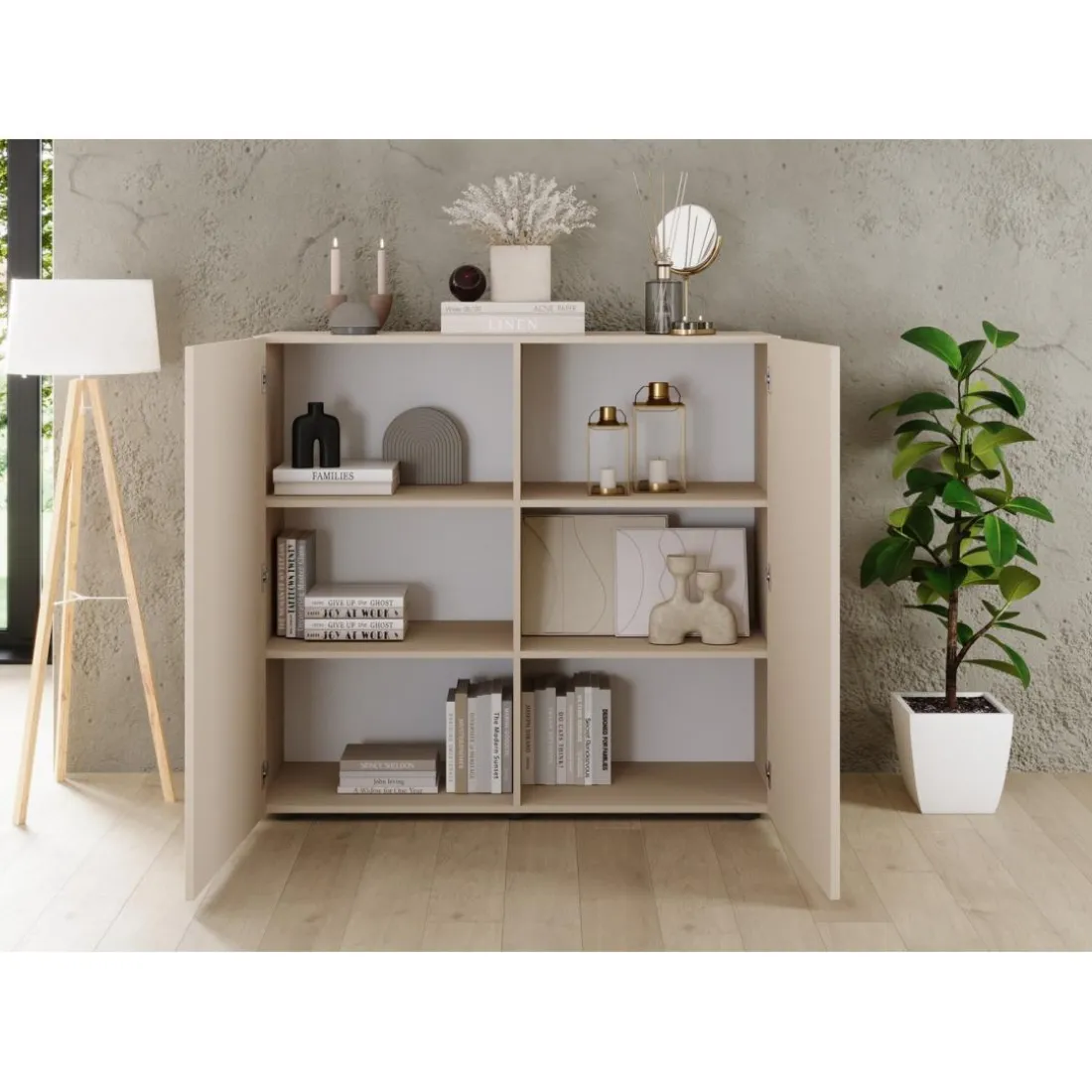 Meuble de rangement 2 portes RIO Panneaux de particules de première qualité Portes en MDF