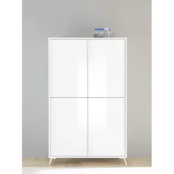 Meuble de rangement blanc lacqué brillant