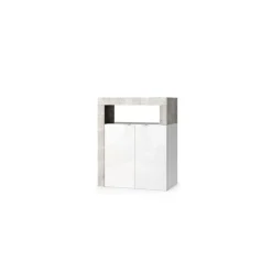 Meuble de rangement salle de bain 2 Portes effet béton façade blanc L64xH78 cm
