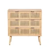 Meuble de Rangement Scandinave 3 Tiroirs Cannage en Bois MANILLA