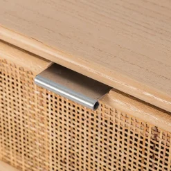 Meuble de Rangement Scandinave 3 Tiroirs Cannage en Bois MANILLA