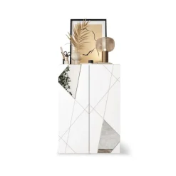 Meuble de rangement Villaricca 2 Portes blanc serigraphie Miroir