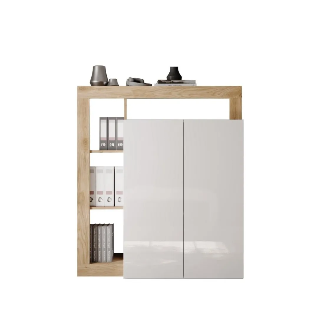 Meuble de rangementavec étagère-bureau 2 portes 2 étagères niches