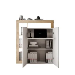 Meuble de rangementavec étagère-bureau 2 portes 2 étagères niches
