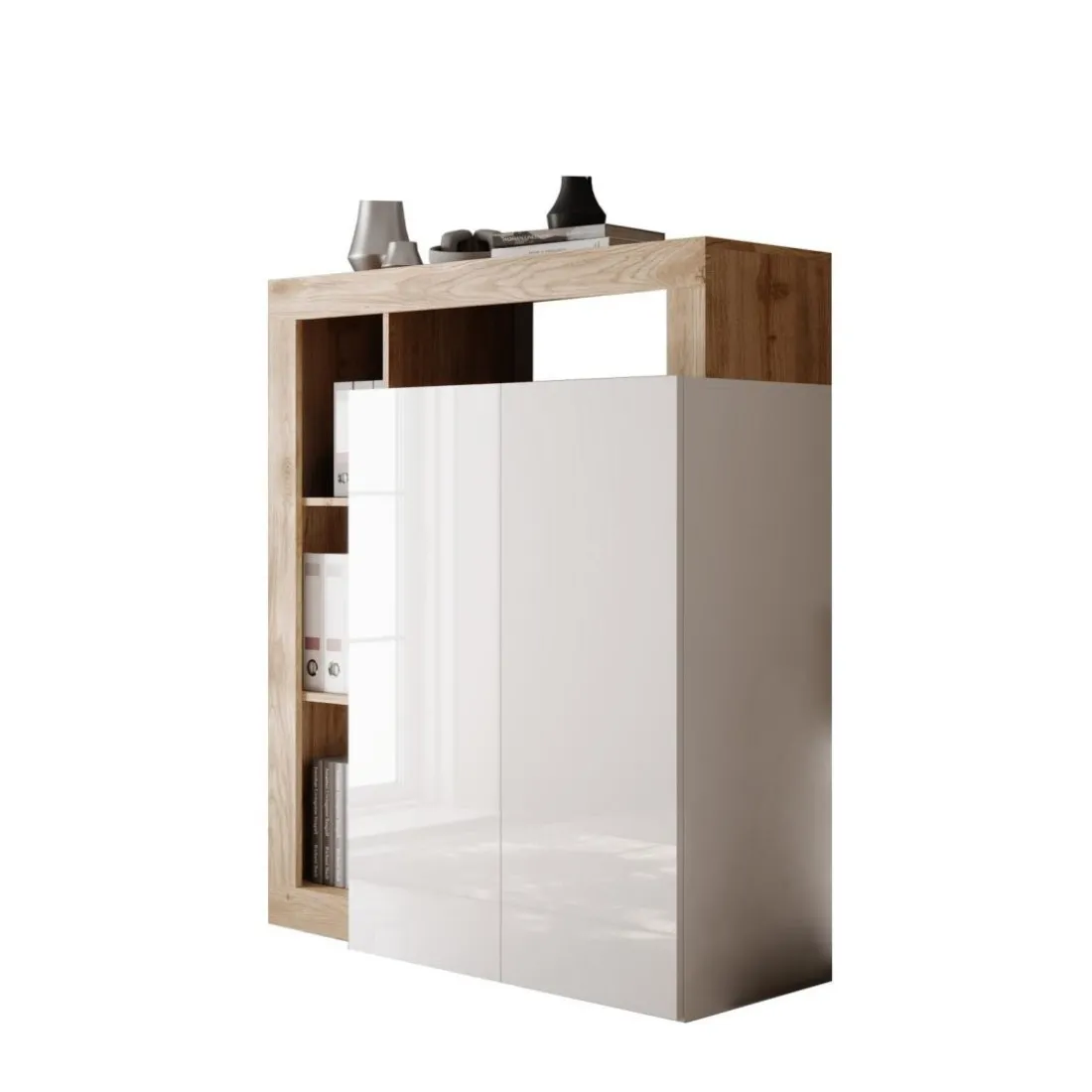 Meuble de rangementavec étagère-bureau 2 portes 2 étagères niches