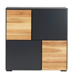 Meuble haut 4 portes chêne naturel et laqué anthracite