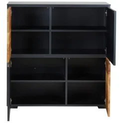 Meuble haut 4 portes chêne naturel et laqué anthracite