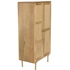 Meuble haut marron 2 portes bois de manguier cannage naturel ISA