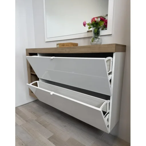 Meuble porte chassures 2 portes battantes suspendu