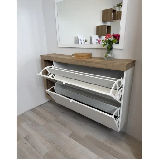 Meuble porte chassures 2 portes battantes suspendu