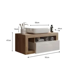 Meuble salle de bain Ancona suspendu 92 cm