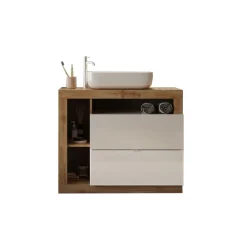 Meuble salle de bain sur pieds Ancona 2 Tiroirs 3 niches