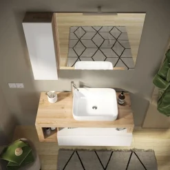 Meuble salle de bain suspendu Ancona laqué brillant