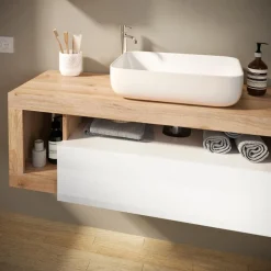 Meuble salle de bain suspendu Ancona laqué brillant