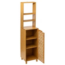 Meuble étagère 1 porte en bambou