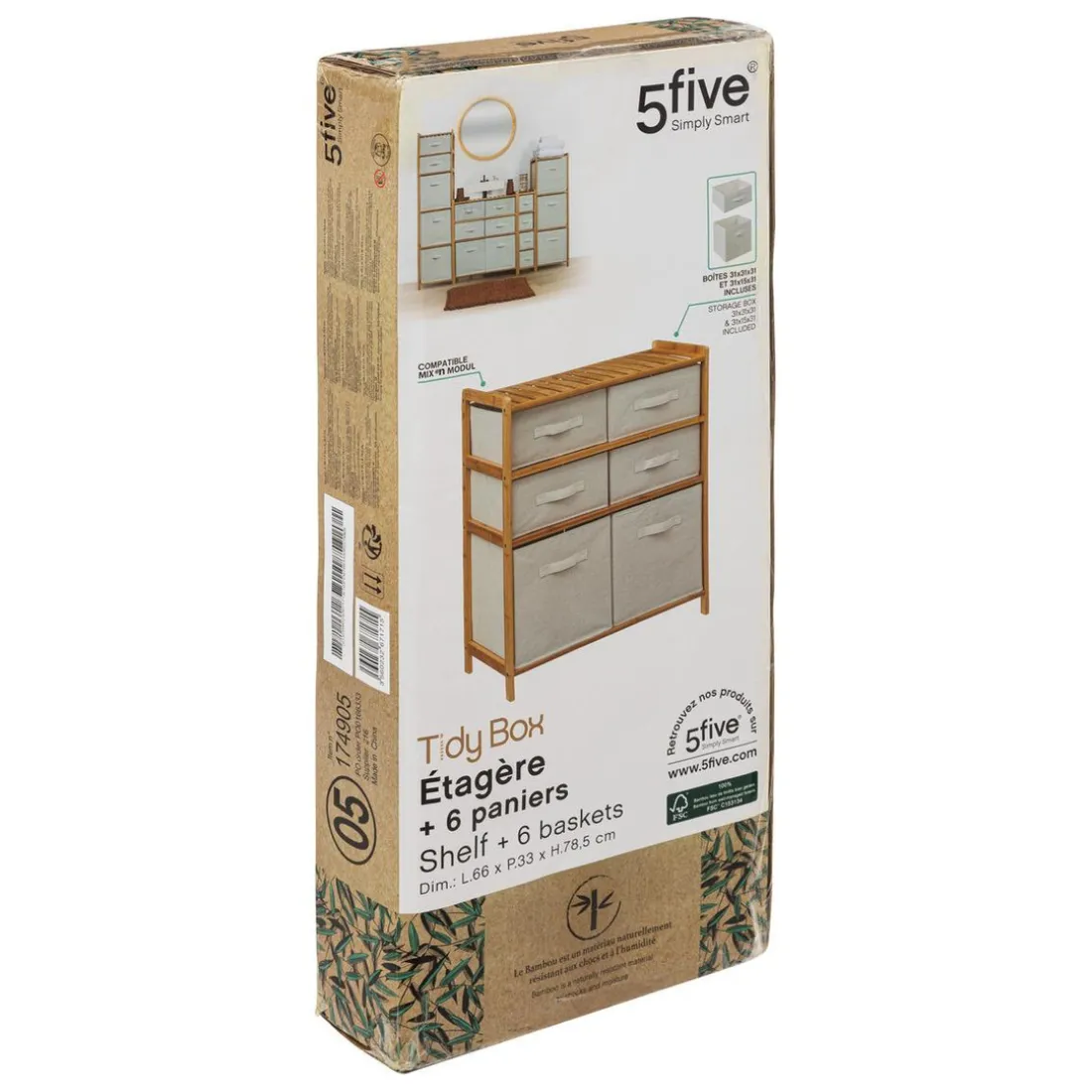 Meuble étagère avec 6 paniers