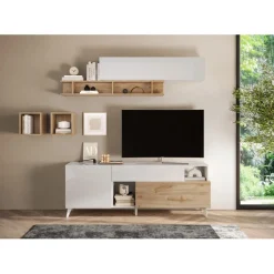 Meuble TV 180 cm blanc laqué