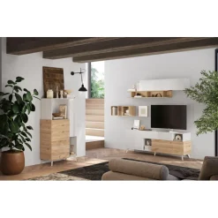 Meuble TV 180 cm blanc laqué