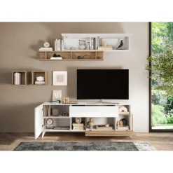Meuble TV 180 cm blanc laqué