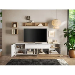 Meuble TV 241 cm Blanc laqué