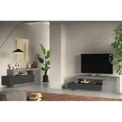 Meuble TV Lowboard 1 porte et 2 tiroirs