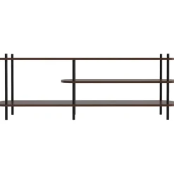 Meuble TV 3 niveaux en métal noir et en bois