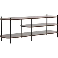 Meuble TV 3 niveaux en métal noir et en bois