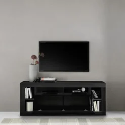 Meuble TV 1 porte chene noir