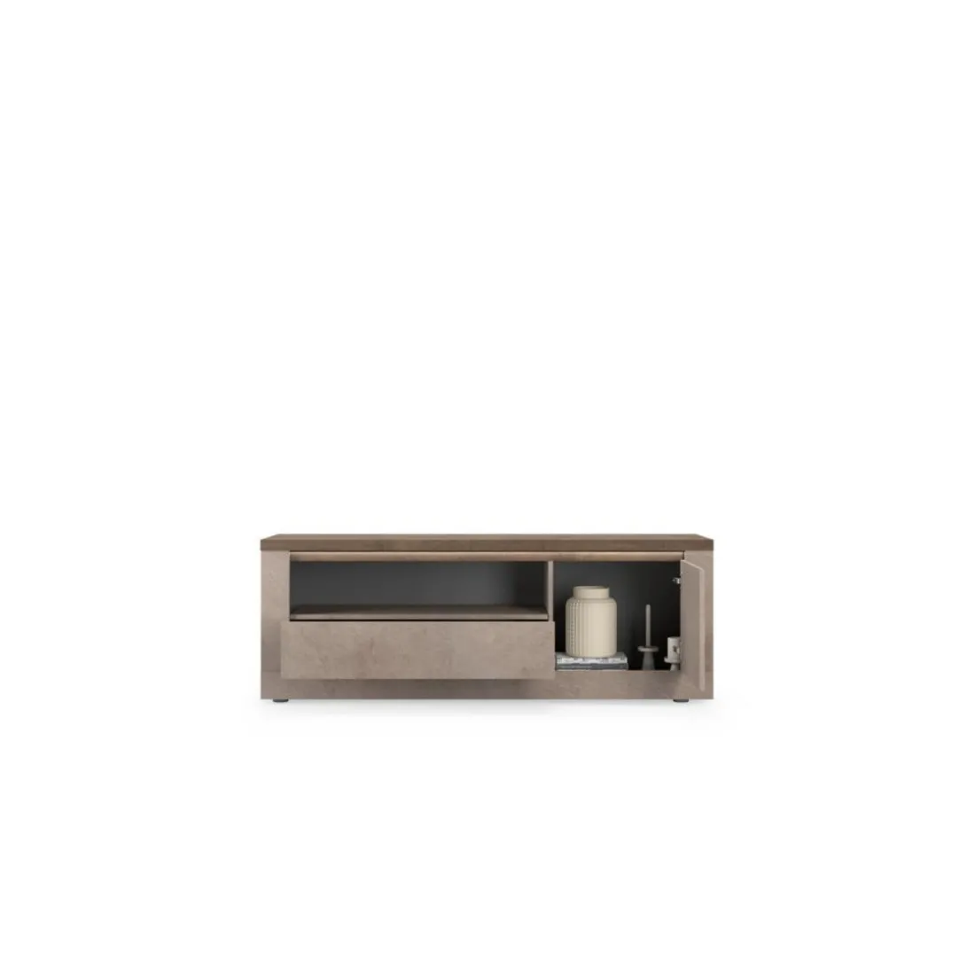 Meuble tv 1 porte et 1 tiroir et niche ISCHIA avec éclairage LED intégré