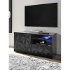 Meuble TV 1 porte et 1 tiroir PRISMA laqué anthracite brillant