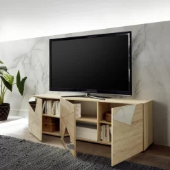 Meuble TV 3 portes beige