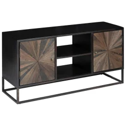 Meuble TV 2 portes en bois recyclé ORIGINS noir