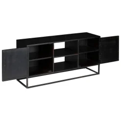 Meuble TV 2 portes en bois recyclé ORIGINS noir