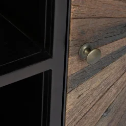 Meuble TV 2 portes en bois recyclé ORIGINS noir