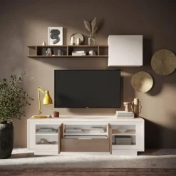 Meuble TV 2 portes et 1 tiroir cashmere