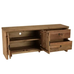 Meuble TV 2 tiroirs 2 portes bois pin recyclé SANDY