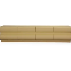 Meuble tv 8 tiroirs arrondis Mezade Bois Beige