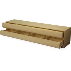 Meuble tv 8 tiroirs arrondis Mezade Bois Beige