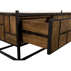 Meuble TV ALIDA 3 Tiroirs 1 Étagère Bois Teck Recyclé Et Métal