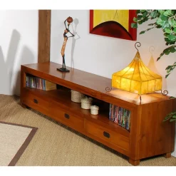 Meuble TV Bas AYAN 3 Tiroirs Bois Teck