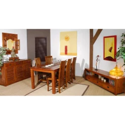 Meuble TV Bas AYAN 3 Tiroirs Bois Teck