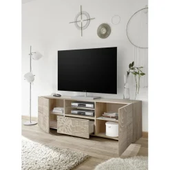 Meuble TV deux portes et 1 tiroir MIRO décor chêne